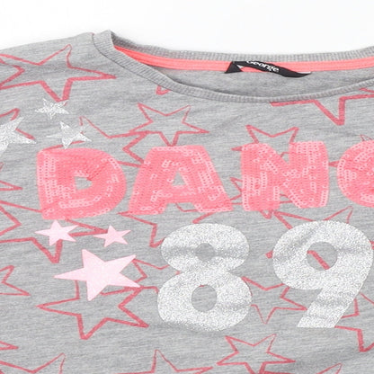 George Girls Grey Geometric  Pullover Jumper Size 10-11 Years  - details on chest