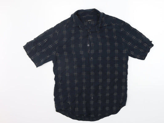 Mens UK Size S NEXT Black  Button-Up Short Sleeve Casual Shirt