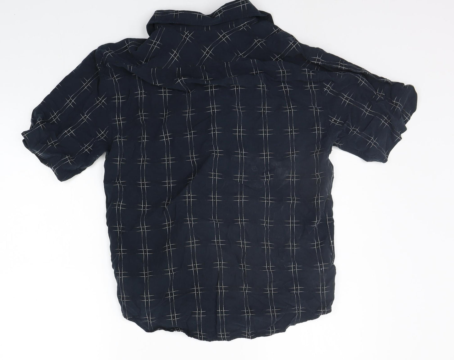 Mens UK Size S NEXT Black  Button-Up Short Sleeve Casual Shirt