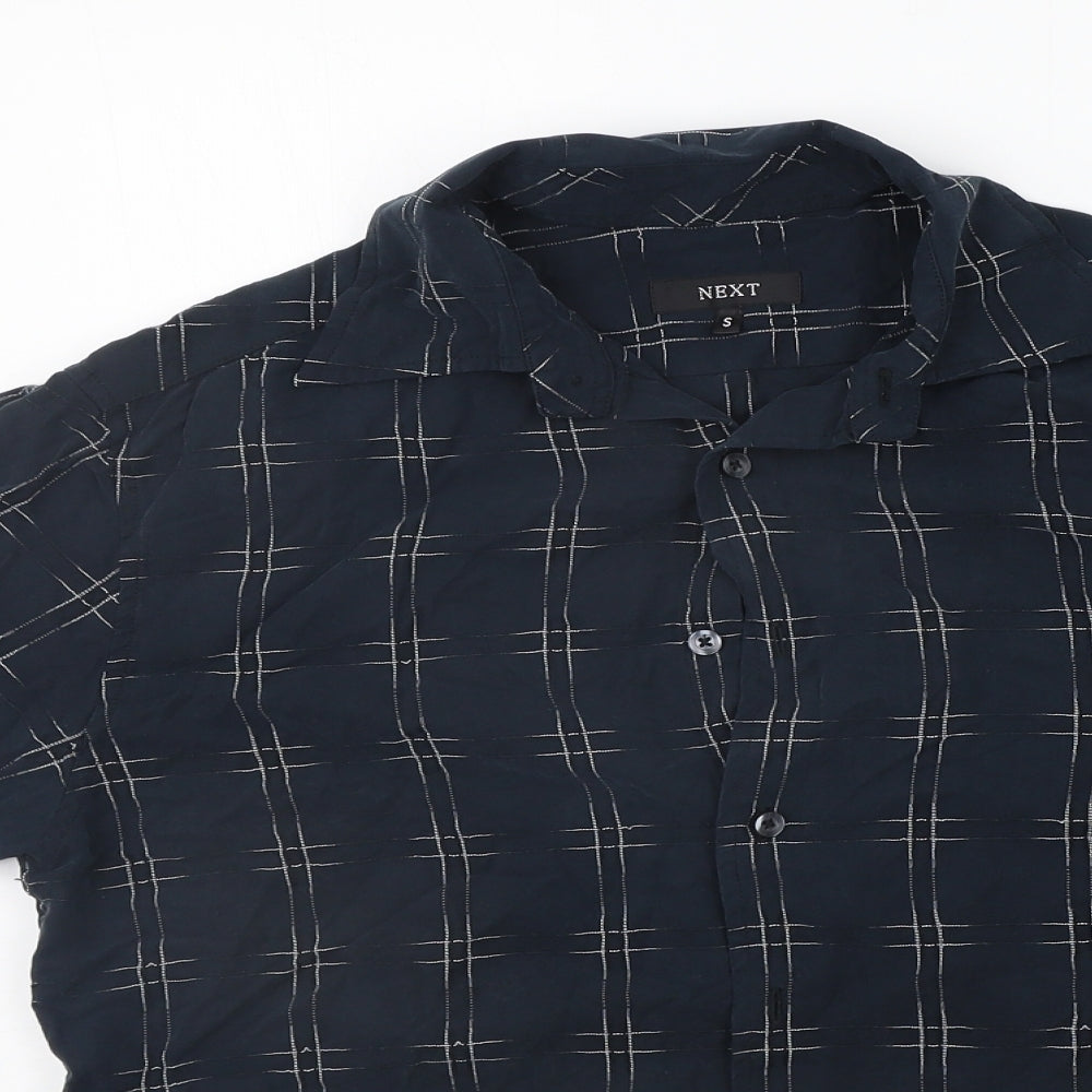 Mens UK Size S NEXT Black  Button-Up Short Sleeve Casual Shirt