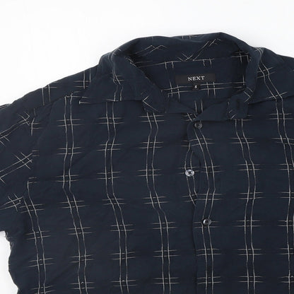 Mens UK Size S NEXT Black  Button-Up Short Sleeve Casual Shirt
