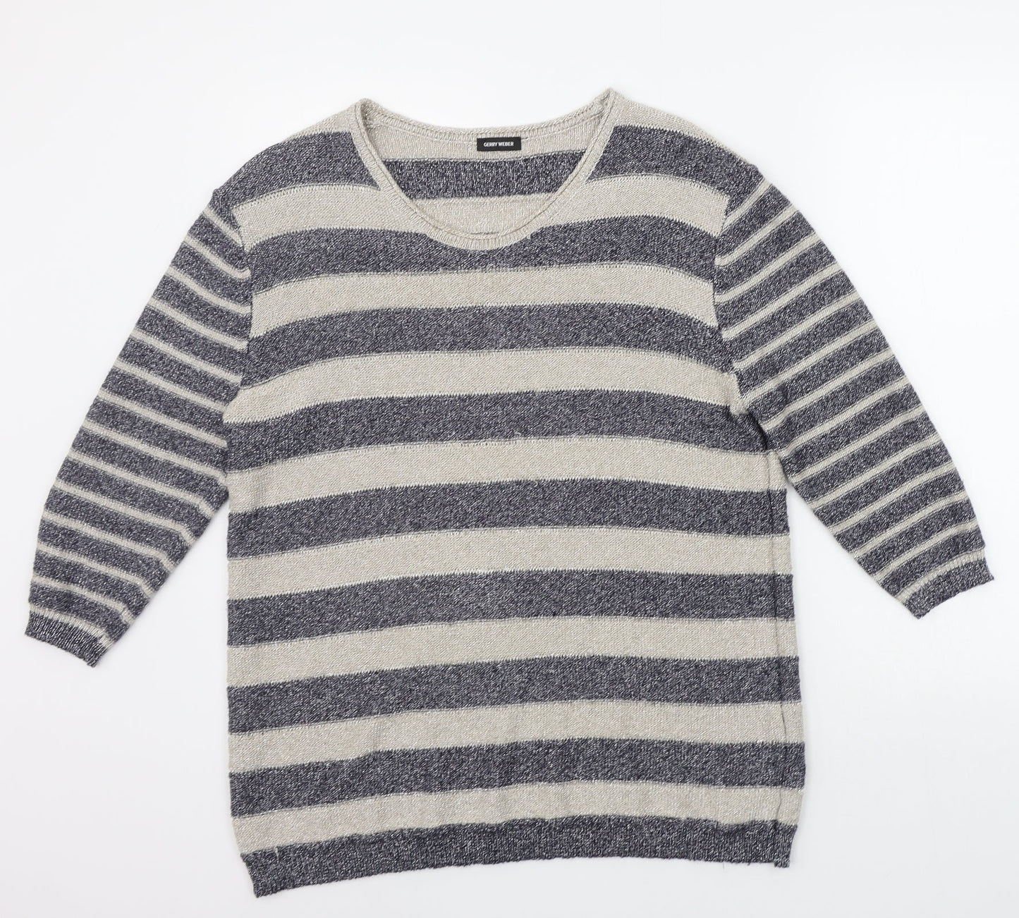 Gerry Weber Womens Blue Striped  Pullover Jumper Size 14