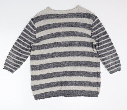 Gerry Weber Womens Blue Striped  Pullover Jumper Size 14