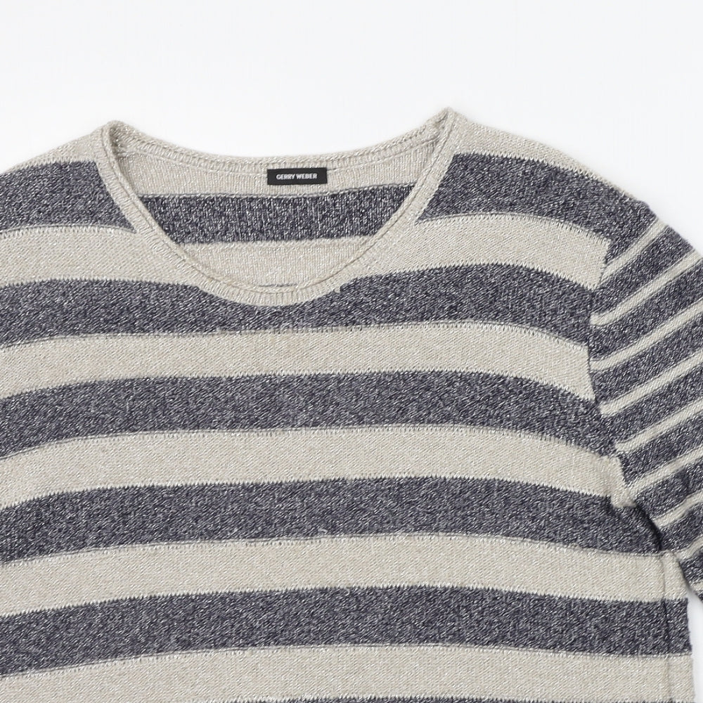Gerry Weber Womens Blue Striped  Pullover Jumper Size 14