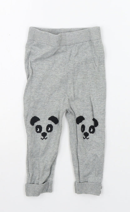George Girls Grey Geometric  Jogger Trousers Size 12-18 Months  - Elasticated Waist