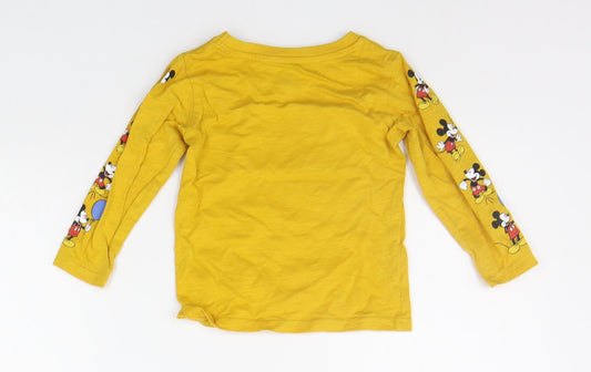 Primark Girls Yellow Geometric  Basic T-Shirt Size 12-18 Months  - MICKEY MOUSE