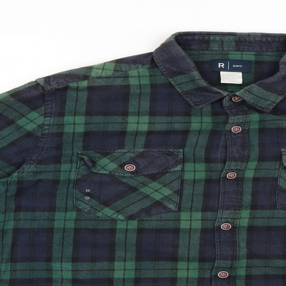 Mens UK Size 17 La Redoute Blue  Button-Up Long Sleeve Casual Shirt