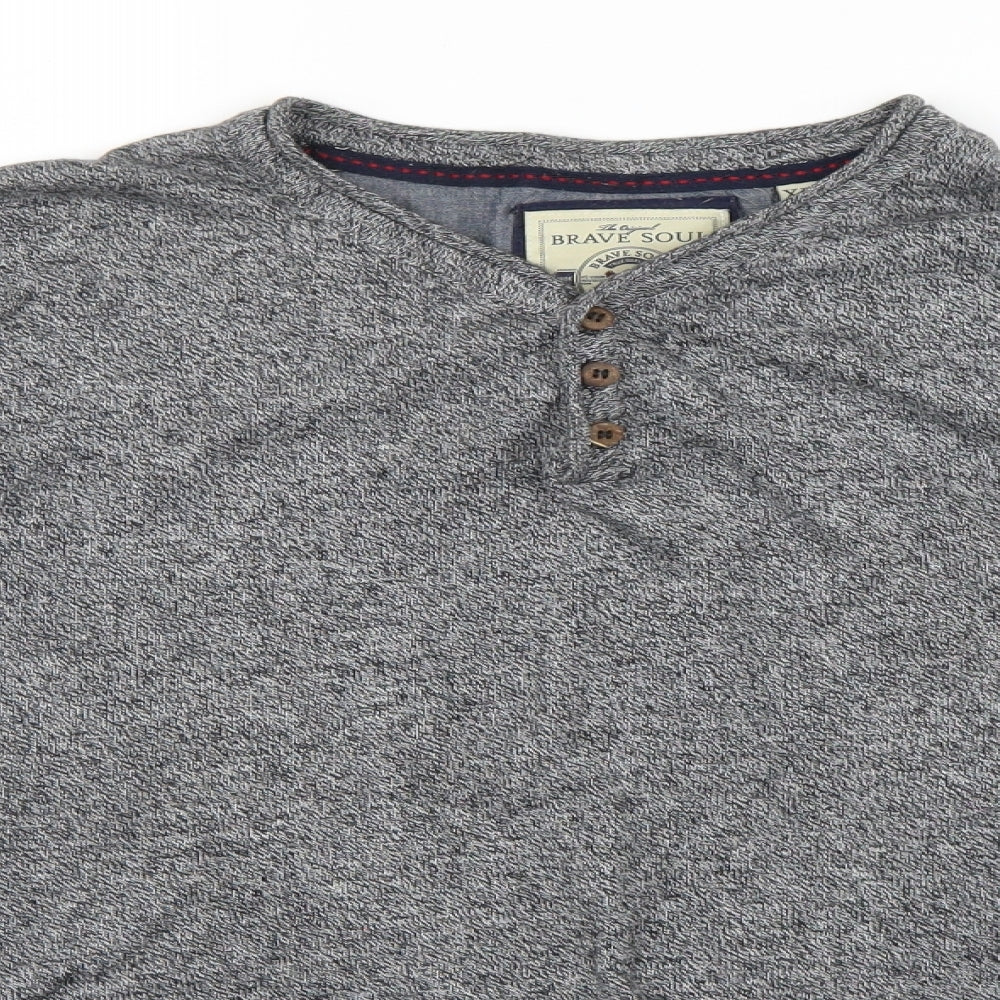 Brave Soul Mens Grey  Knit Pullover Jumper Size XL
