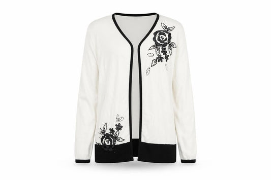 Womens UK Size L frank saul White Cardigan Jumper