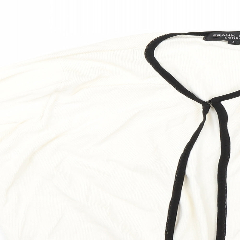 frank saul Womens White Geometric Knit Cardigan Jumper Size L