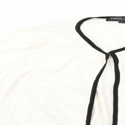 frank saul Womens White Geometric Knit Cardigan Jumper Size L