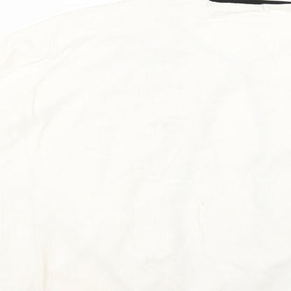 frank saul Womens White Geometric Knit Cardigan Jumper Size L