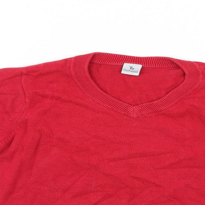 TU Boys Red  Knit Pullover Jumper Size 6 Years