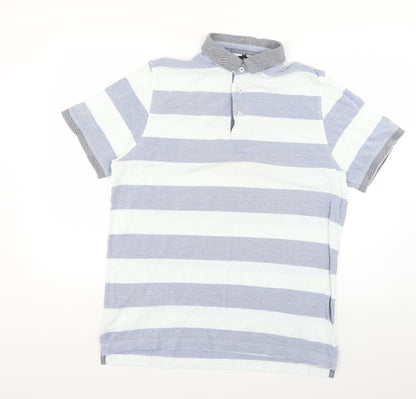 Rhino Mens Ivory Striped   Polo Size L