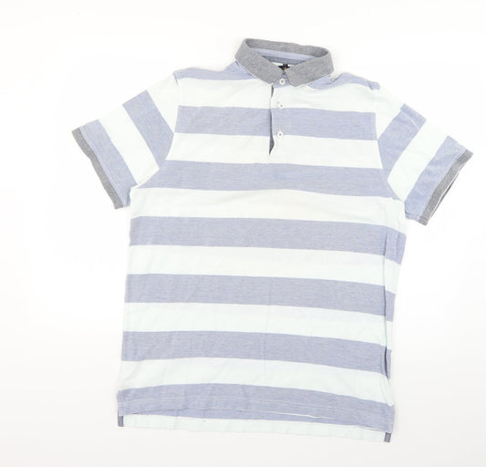 Rhino Mens Ivory Striped   Polo Size L