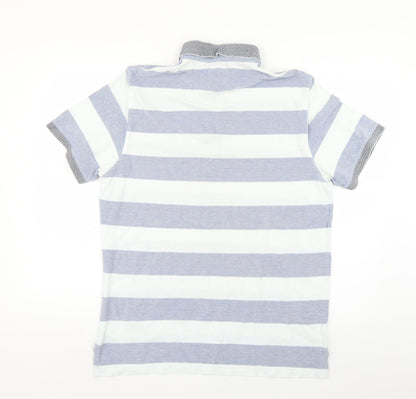 Rhino Mens Ivory Striped   Polo Size L