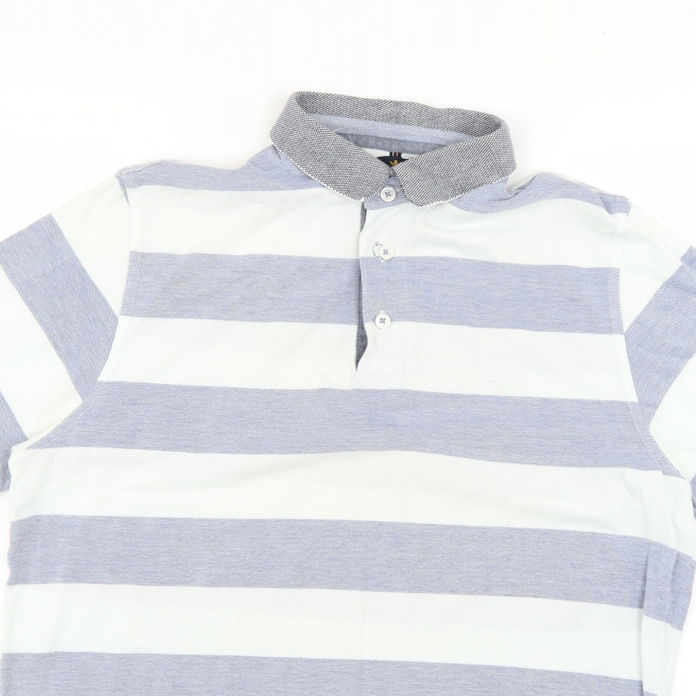 Rhino Mens Ivory Striped   Polo Size L