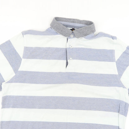 Rhino Mens Ivory Striped   Polo Size L