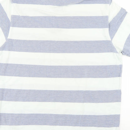 Rhino Mens Ivory Striped   Polo Size L