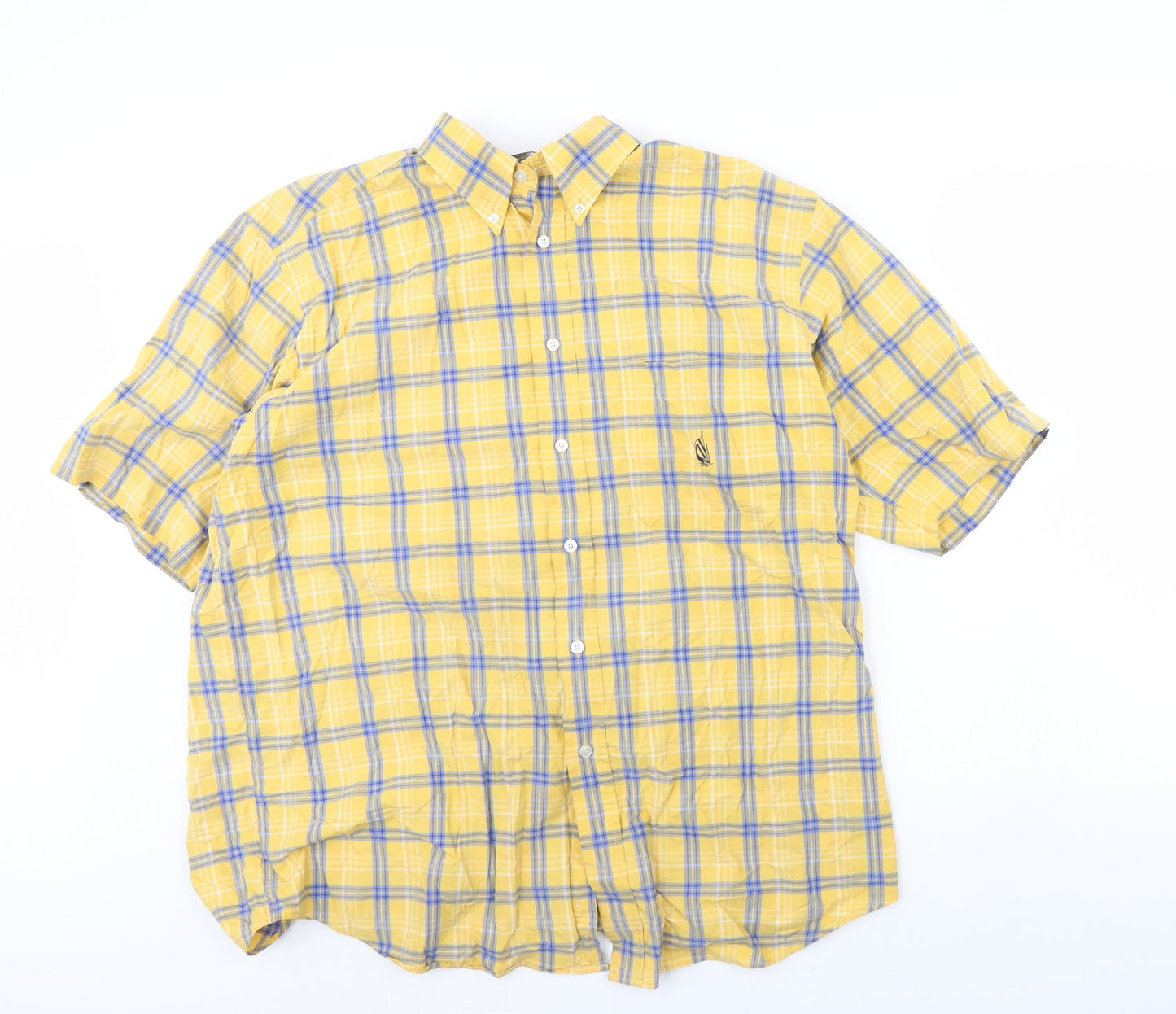 Nautica Womens Yellow Check  Basic Button-Up Size L