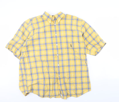 Nautica Womens Yellow Check  Basic Button-Up Size L