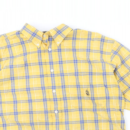 Nautica Womens Yellow Check  Basic Button-Up Size L