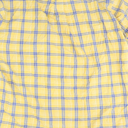 Nautica Womens Yellow Check  Basic Button-Up Size L