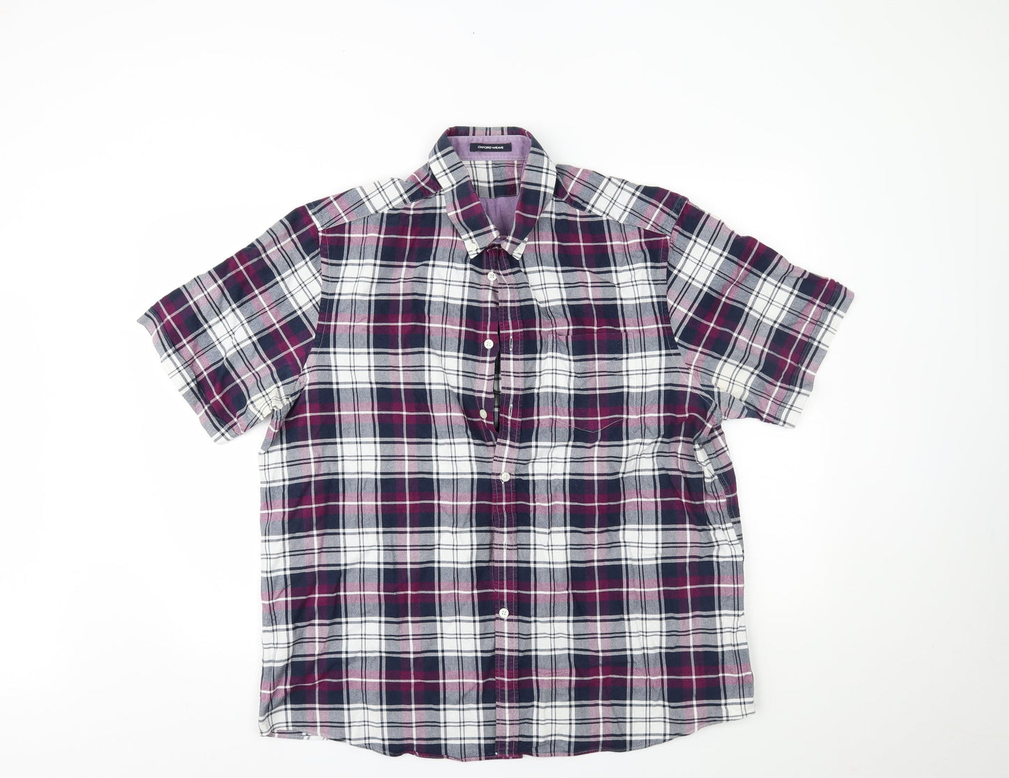 Mens UK Size 44 oxford weave Purple  Button-Up Short Sleeve Casual Shirt