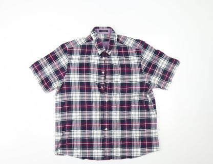 Mens UK Size 44 oxford weave Purple  Button-Up Short Sleeve Casual Shirt