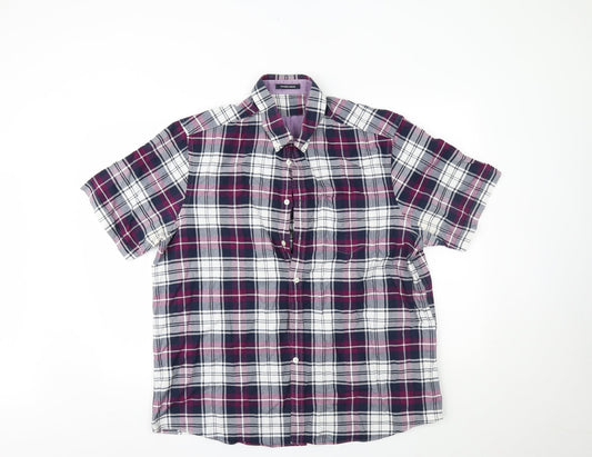 Mens UK Size 44 oxford weave Purple  Button-Up Short Sleeve Casual Shirt