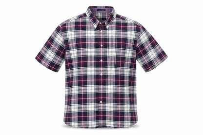 Mens UK Size 44 oxford weave Purple  Button-Up Short Sleeve Casual Shirt