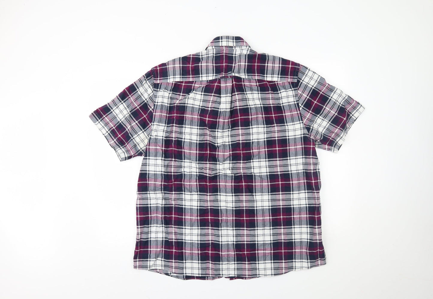 Mens UK Size 44 oxford weave Purple  Button-Up Short Sleeve Casual Shirt