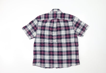 Mens UK Size 44 oxford weave Purple  Button-Up Short Sleeve Casual Shirt