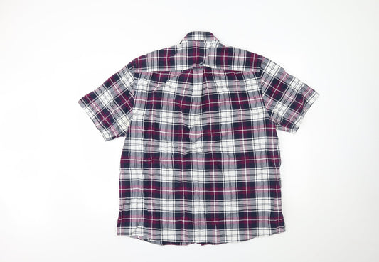 Mens UK Size 44 oxford weave Purple  Button-Up Short Sleeve Casual Shirt