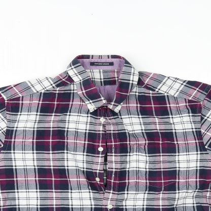 Mens UK Size 44 oxford weave Purple  Button-Up Short Sleeve Casual Shirt