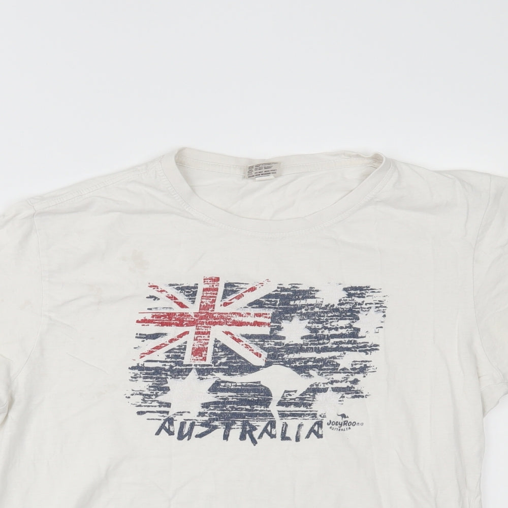 Joey Roo Mens White    T-Shirt Size M