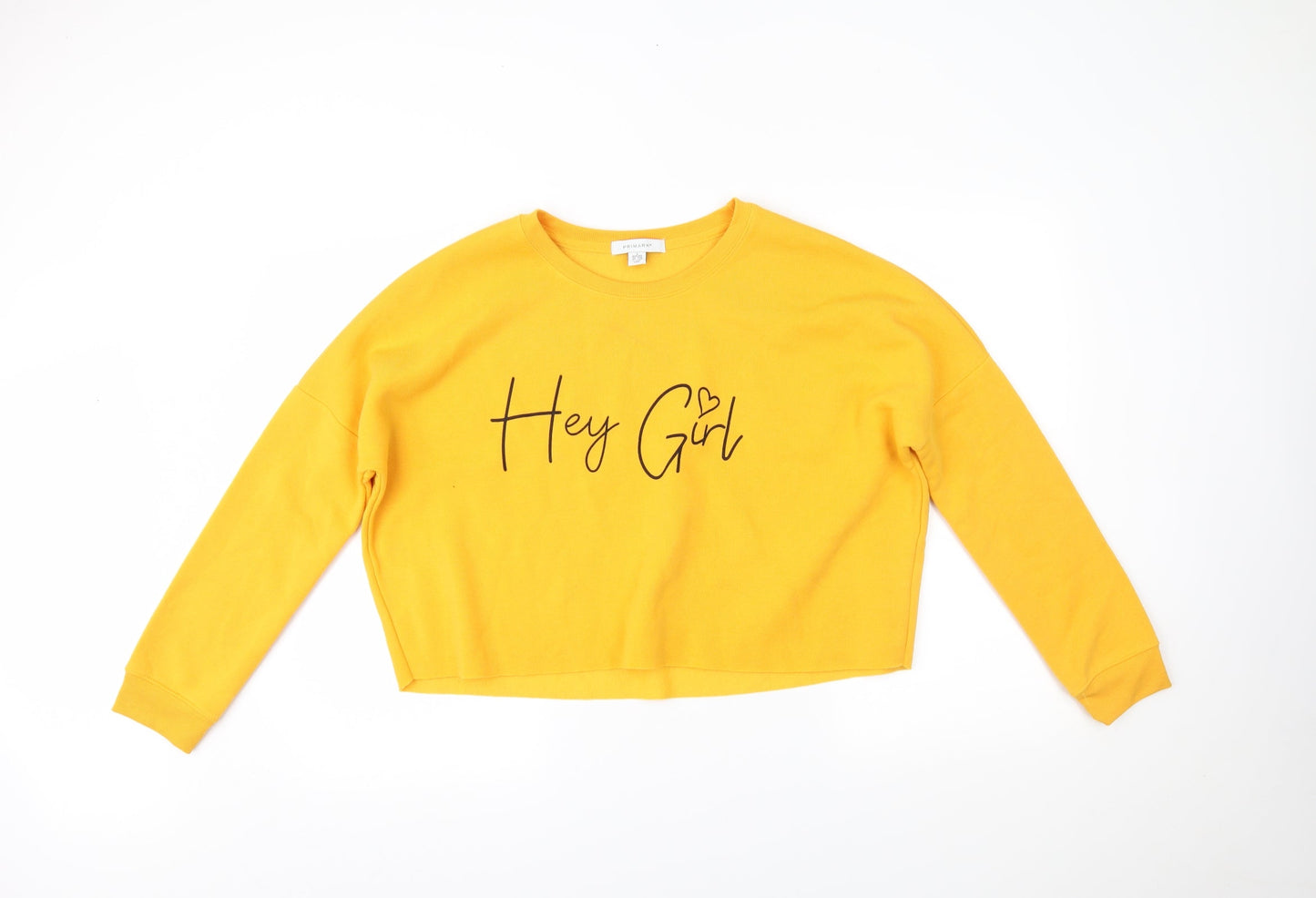Primark Womens Yellow   Henley Jumper Size S  - CROPPED