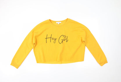 Primark Womens Yellow   Henley Jumper Size S  - CROPPED
