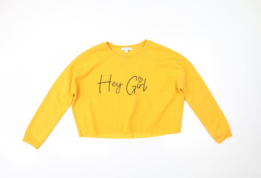 Primark Womens Yellow   Henley Jumper Size S  - CROPPED