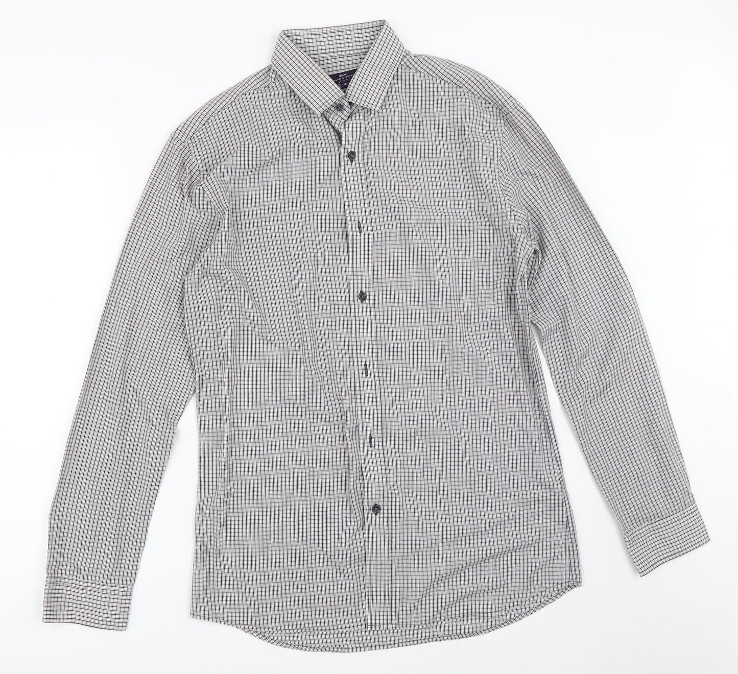 Taylor & Cutter Mens Blue Check   Button-Up Size 15