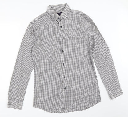 Taylor & Cutter Mens Blue Check   Button-Up Size 15