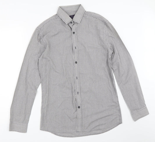 Taylor & Cutter Mens Blue Check   Button-Up Size 15