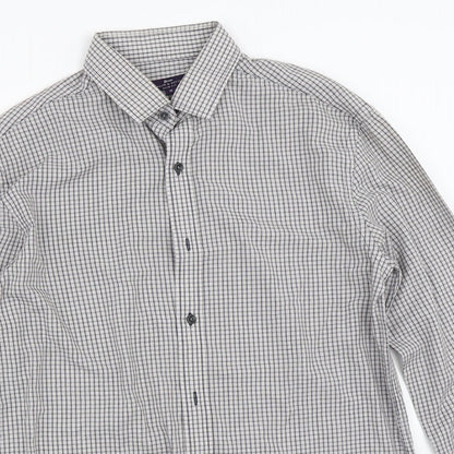 Taylor & Cutter Mens Blue Check   Button-Up Size 15