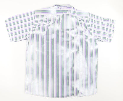 Mens UK Size L Cotton Traders White  Button-Up Short Sleeve Casual Shirt