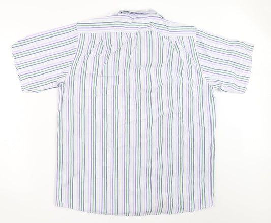 Mens UK Size L Cotton Traders White  Button-Up Short Sleeve Casual Shirt