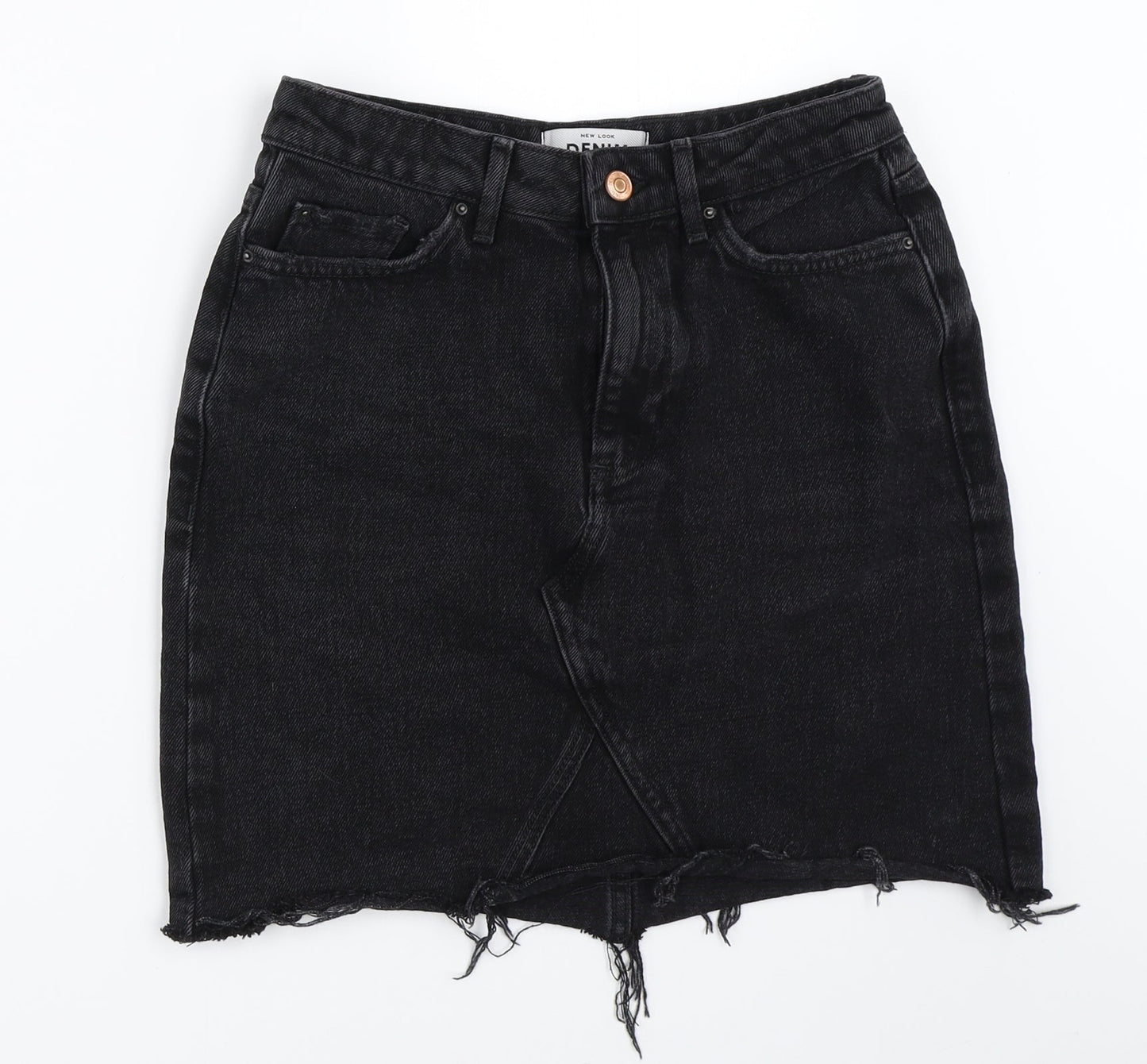New Look Womens Black  Denim Mini Skirt Size 8