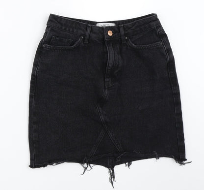 New Look Womens Black  Denim Mini Skirt Size 8