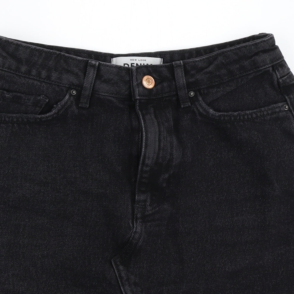 New Look Womens Black  Denim Mini Skirt Size 8