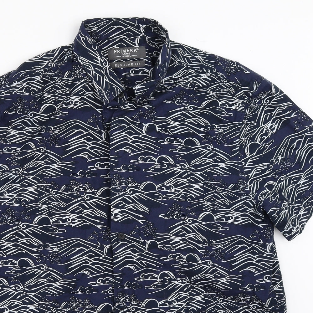 Primark Mens Blue    Button-Up Size L