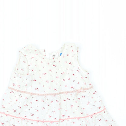 Adams Girls White Floral  A-Line  Size 3-6 Months